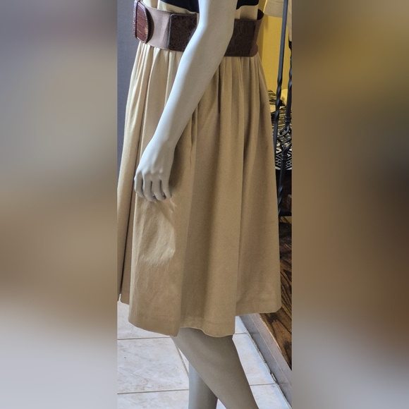 Jessica Howard Beige And Blue Dress, Croc-Embossed Belt - Picture 6 of 13